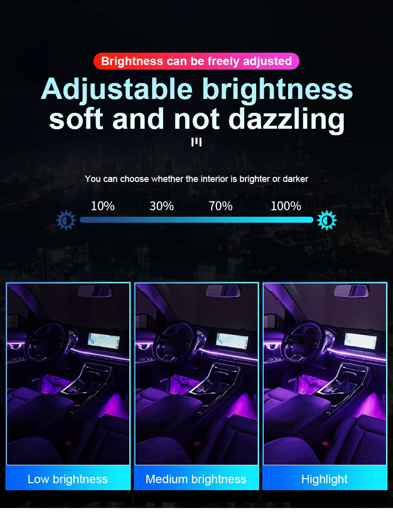 6/10/14/18 in 1 Led Car Ambient Lights RGB 213 64 Color Acrylic Strips Symphony Streamer Interior Rainbow Atmosphere Lamp Kit