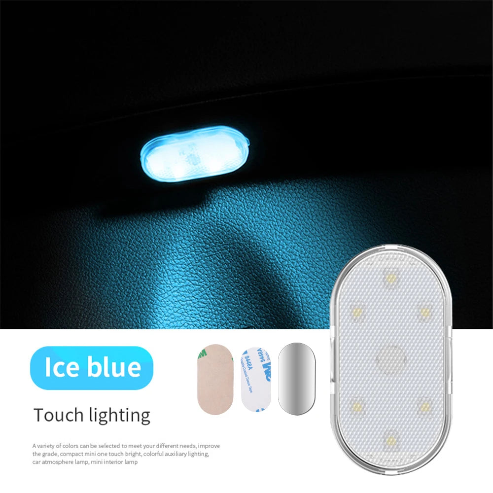 1 pc Multi Color Car Light Wireless LED Touch Light Roof Light Sensor Read Lamp Mini USB Charging Light Car Interior Accsesories