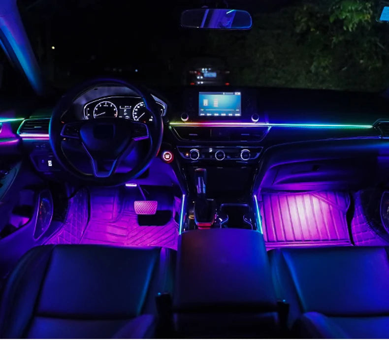 6/10/14/18 in 1 Led Car Ambient Lights RGB 213 64 Color Acrylic Strips Symphony Streamer Interior Rainbow Atmosphere Lamp Kit