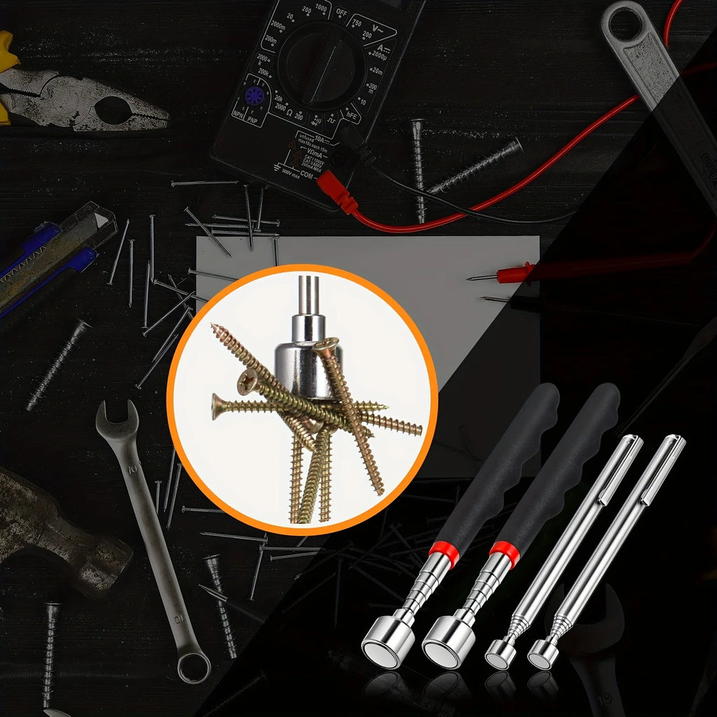 Telescopic magnet picking tool for hard to reach areas