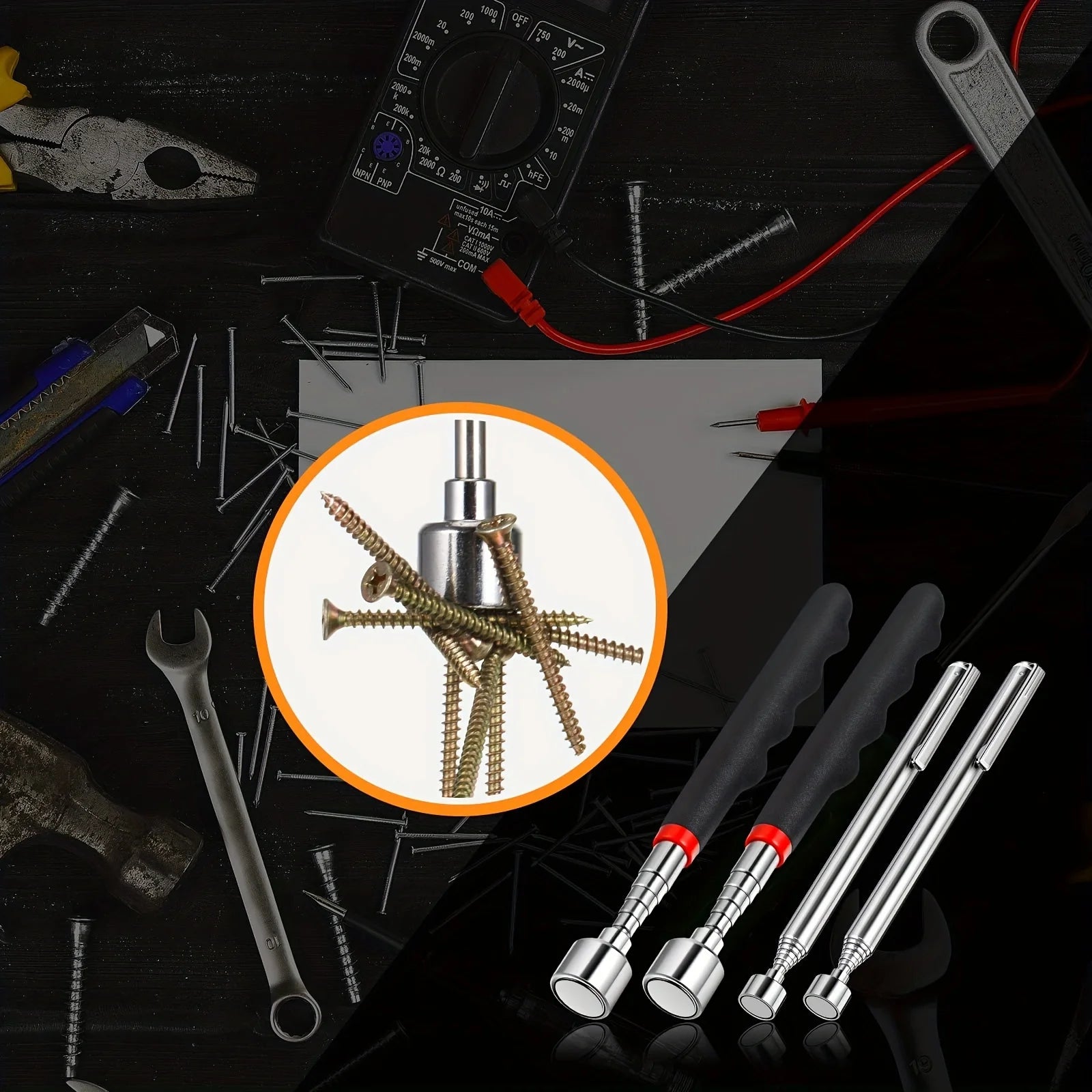 Telescopic magnet picking tool for hard to reach areas