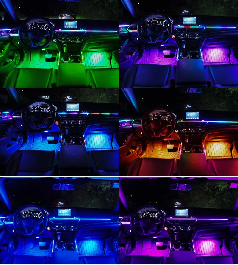 6/10/14/18 in 1 Led Car Ambient Lights RGB 213 64 Color Acrylic Strips Symphony Streamer Interior Rainbow Atmosphere Lamp Kit
