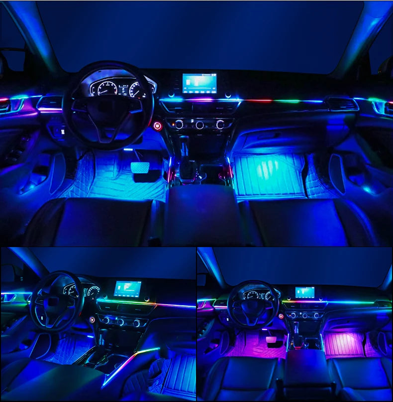 6/10/14/18 in 1 Led Car Ambient Lights RGB 213 64 Color Acrylic Strips Symphony Streamer Interior Rainbow Atmosphere Lamp Kit