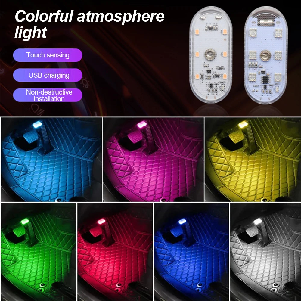 1 pc Multi Color Car Light Wireless LED Touch Light Roof Light Sensor Read Lamp Mini USB Charging Light Car Interior Accsesories