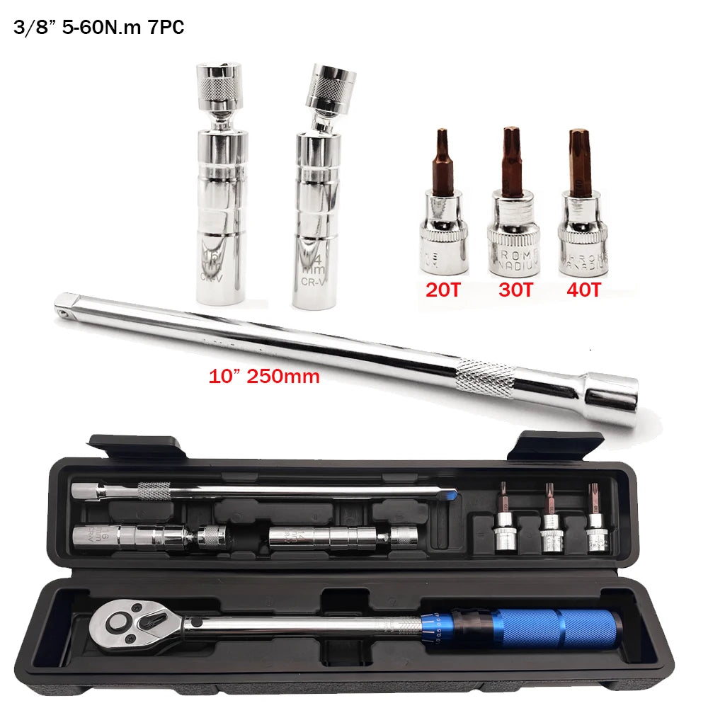 5-60N.m Torque Wrench 3/8 Inch Square Drive Torques Key ±3% High Precision Torque Wrench Professional Bicycle Automotive Tool