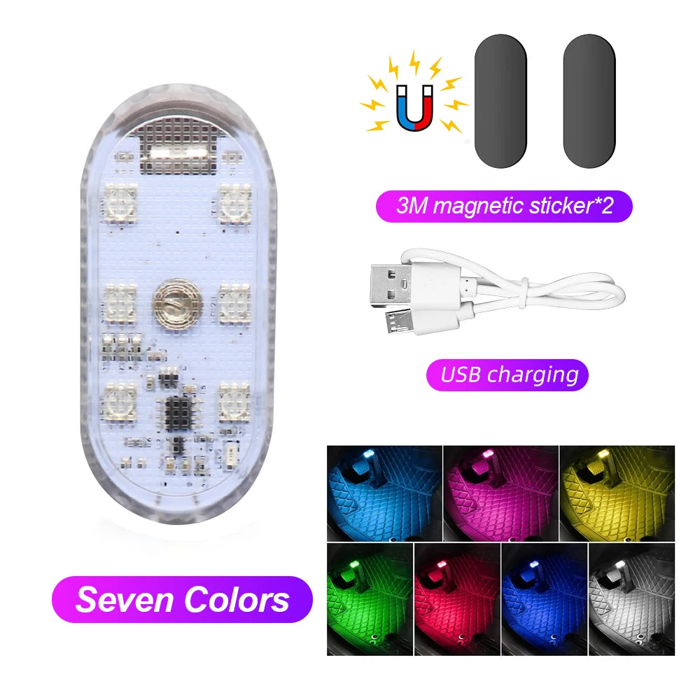 1 pc Multi Color Car Light Wireless LED Touch Light Roof Light Sensor Read Lamp Mini USB Charging Light Car Interior Accsesories